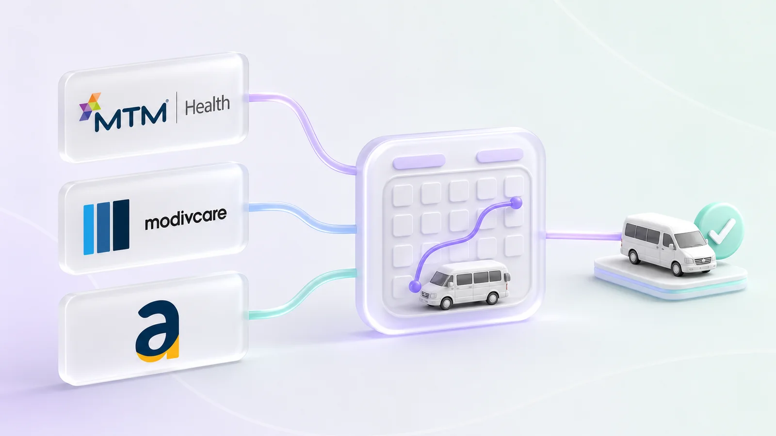 Broker trip requests flowing into the HealthRide daily schedule alongside other trips