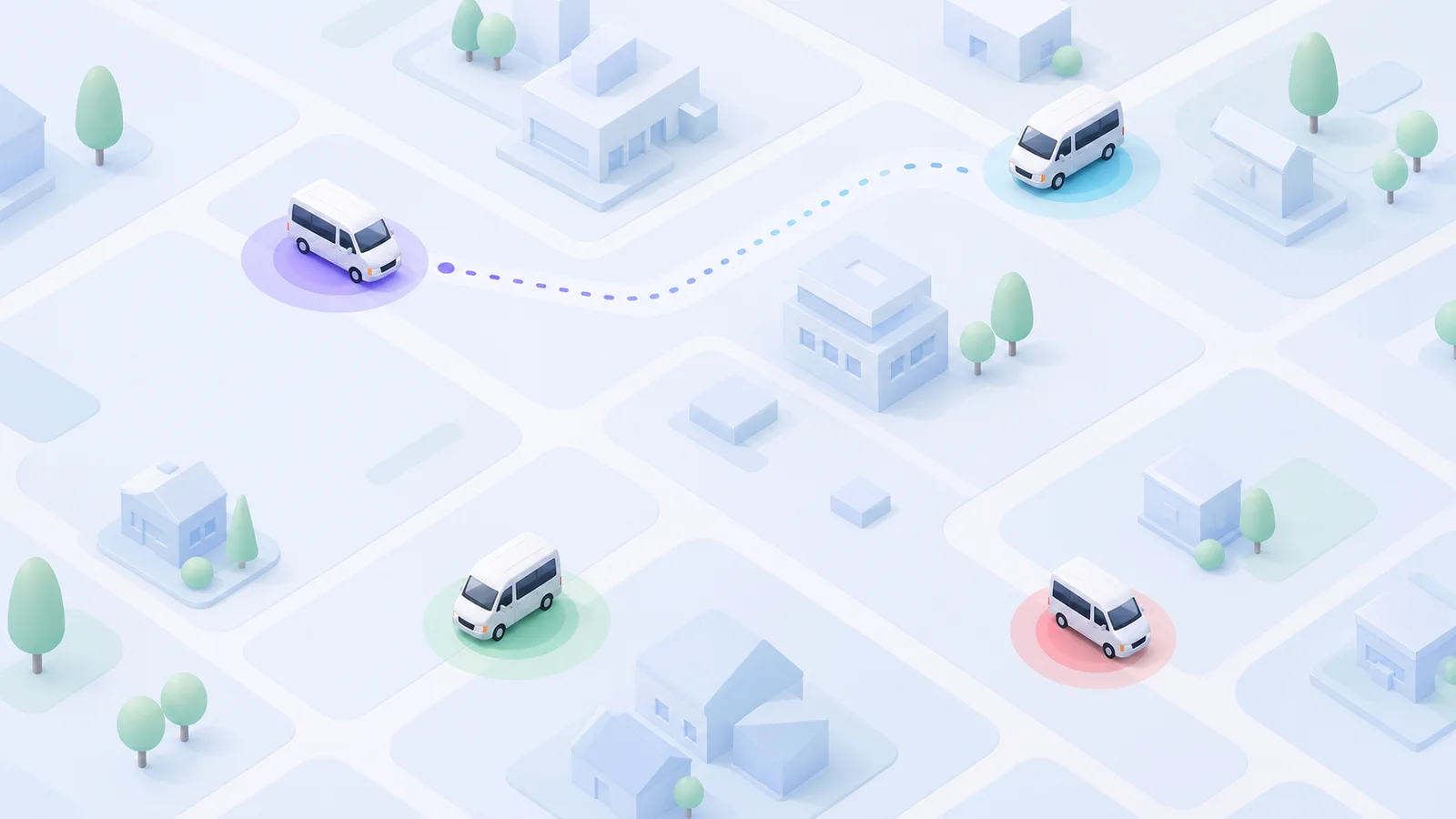 The HealthRide live fleet map with driver markers in colored status rings across a city